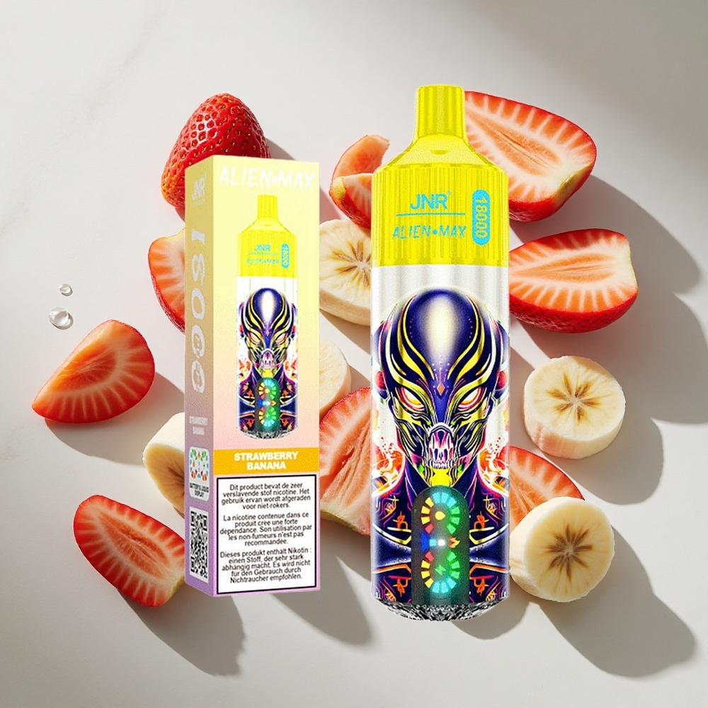 Aardbei Banaan JNR Alien Max 18000 Puffs Nederland vapes met 28ml e-vloeistof  Type-C Quick Charge