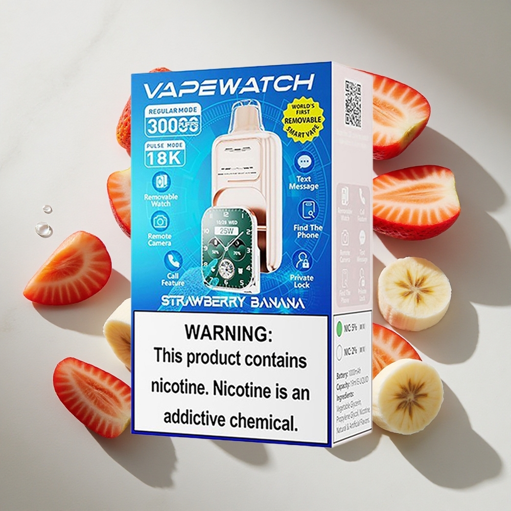 Aardbei Banaan JNR Vape Watch 30000 Puffs Nederland vapes - 19mL Vloeistof Dual Mesh Coil