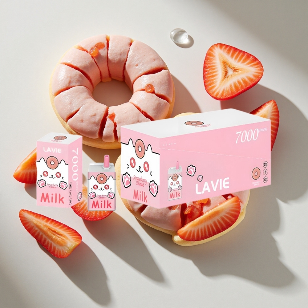Aardbei Donut LAVIE Milk 7000 Puffs Nederland vapes 16ml e-vloeistof 600mAh-batterij