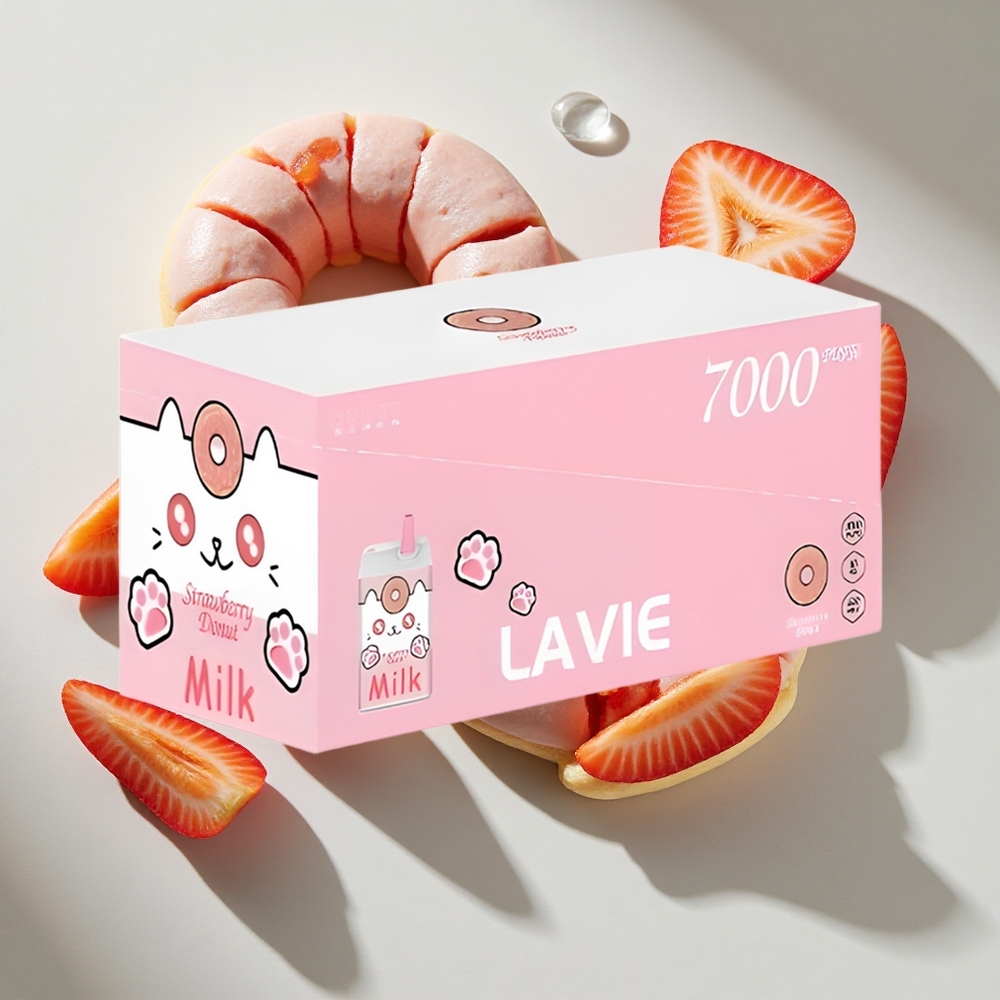 Aardbei Donut LAVIE Milk 7000 Puffs Nederland vapes 16ml e-vloeistof 600mAh-batterij
