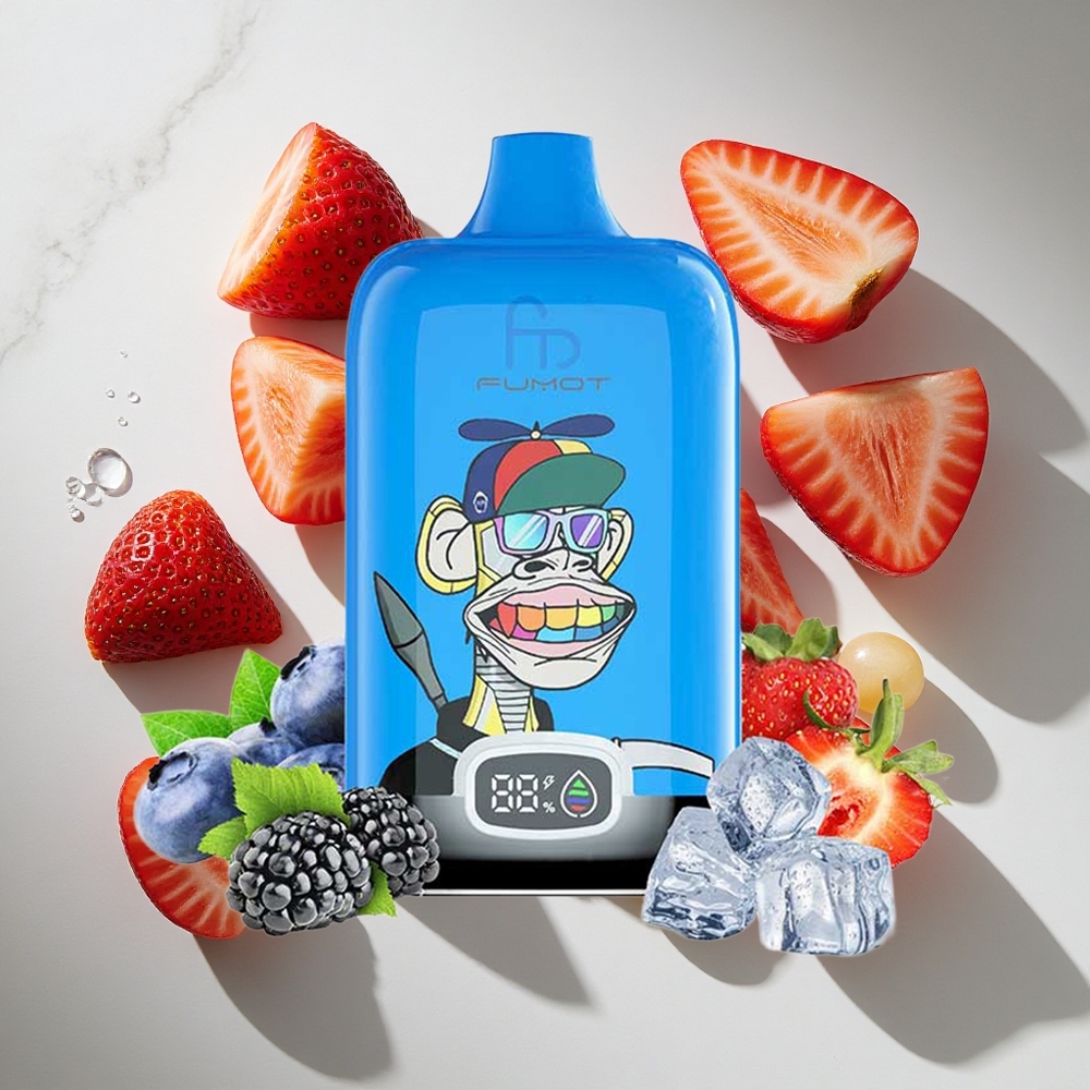 Aardbei Druif Fumot Tornado Digital Box 12000 Puffs Nederland vapes met Type-C Opladen en MTL trek