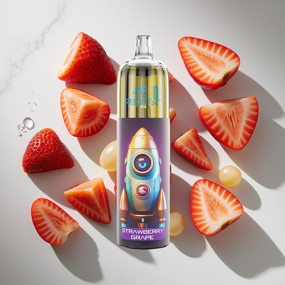 Aardbei Druif JNR Rocket-X 12400 Puffs Nederland vapes met RGB-verlichting en Type-C Snelladen