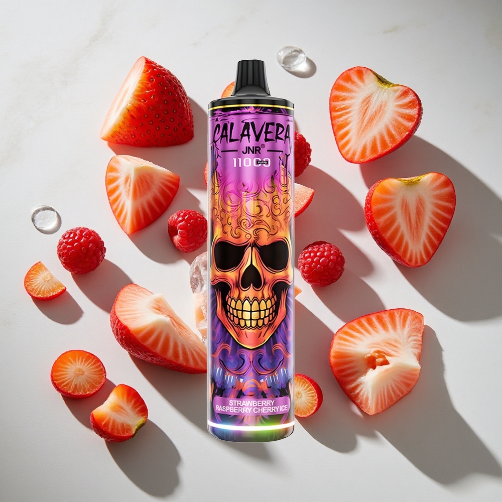 Aardbei Framboos Kers IJs JNR Calavera 11000 Puffs Nederland vapes Type-C Oplaadpoort 850 mAh Batterij