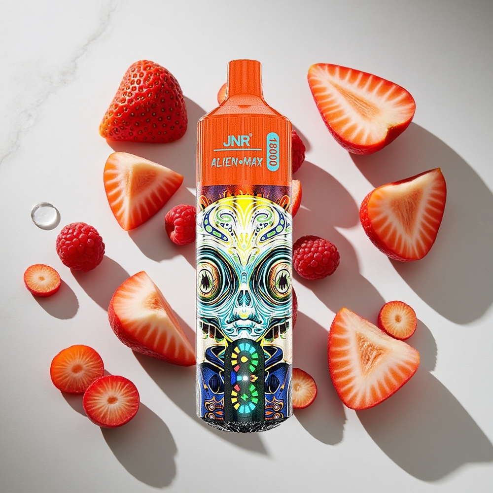 Aardbei Framboos Kers JNR Alien Max 18000 Puffs Nederland vapes met 20 smaken en Smart LED Display