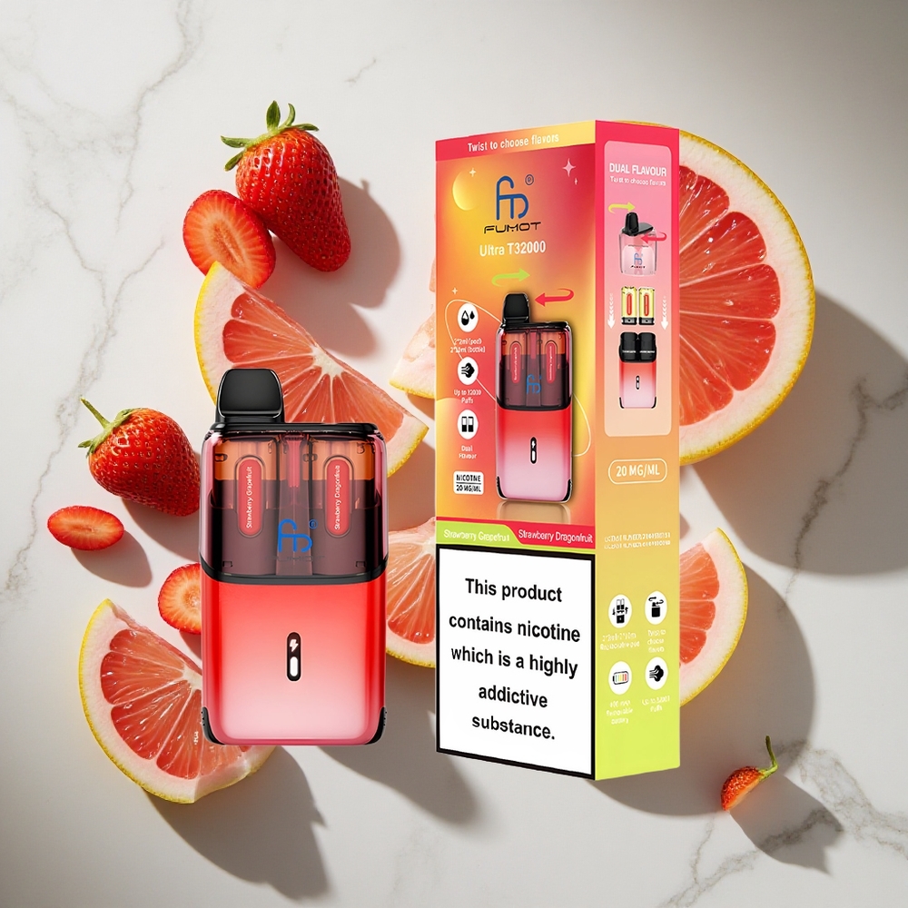 Aardbei Grapefruit Aardbei Drakenvrucht Fumot Ultra T32000 32000 Puffs Nederland Vapes Met 800mAh-batterij  Type-C Opladen