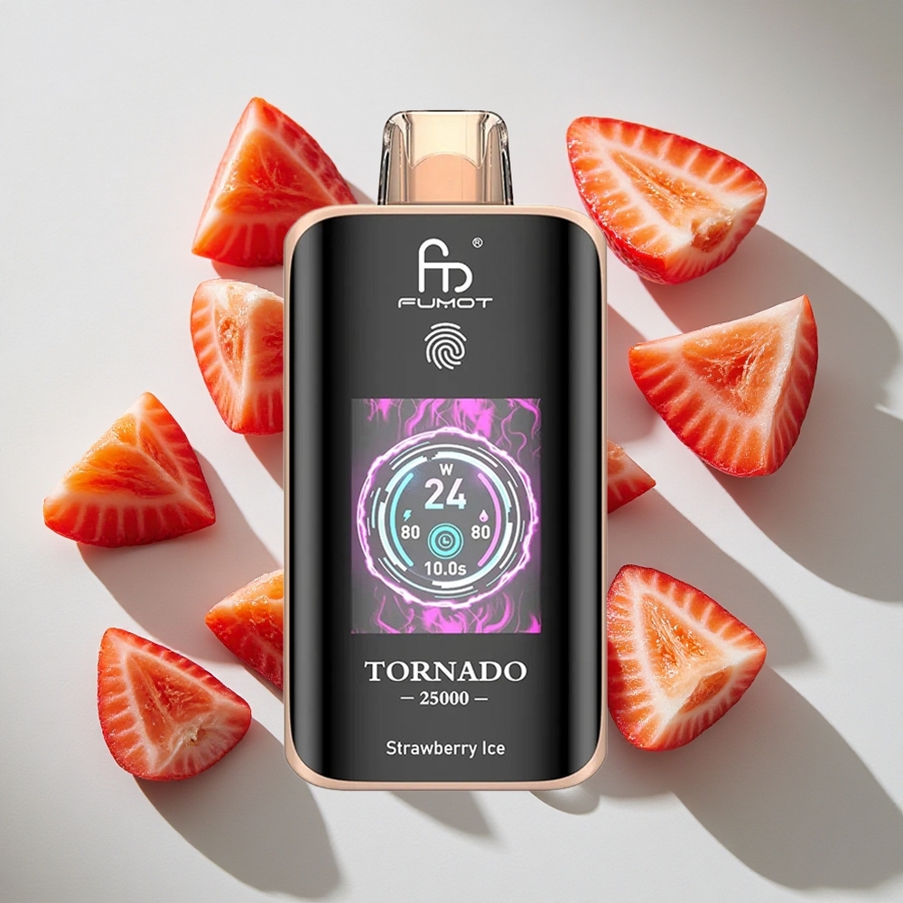 Aardbei IJs Fumot Tornado 25000 Puffs Nederland vapes met 20ml Pre-filled E-liquid en Type-C opladen