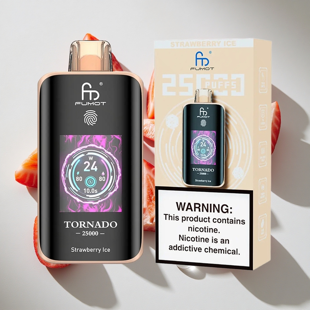 Aardbei IJs Fumot Tornado 25000 Puffs Nederland vapes met 20ml Pre-filled E-liquid en Type-C opladen