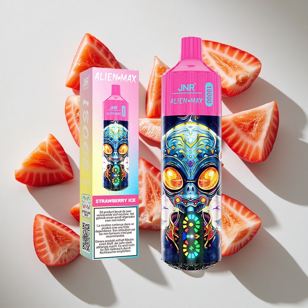 Aardbei IJs JNR Alien Max 18000 Puffs Nederland vapes met 28ml e-vloeistof en Type-C Quick Charge