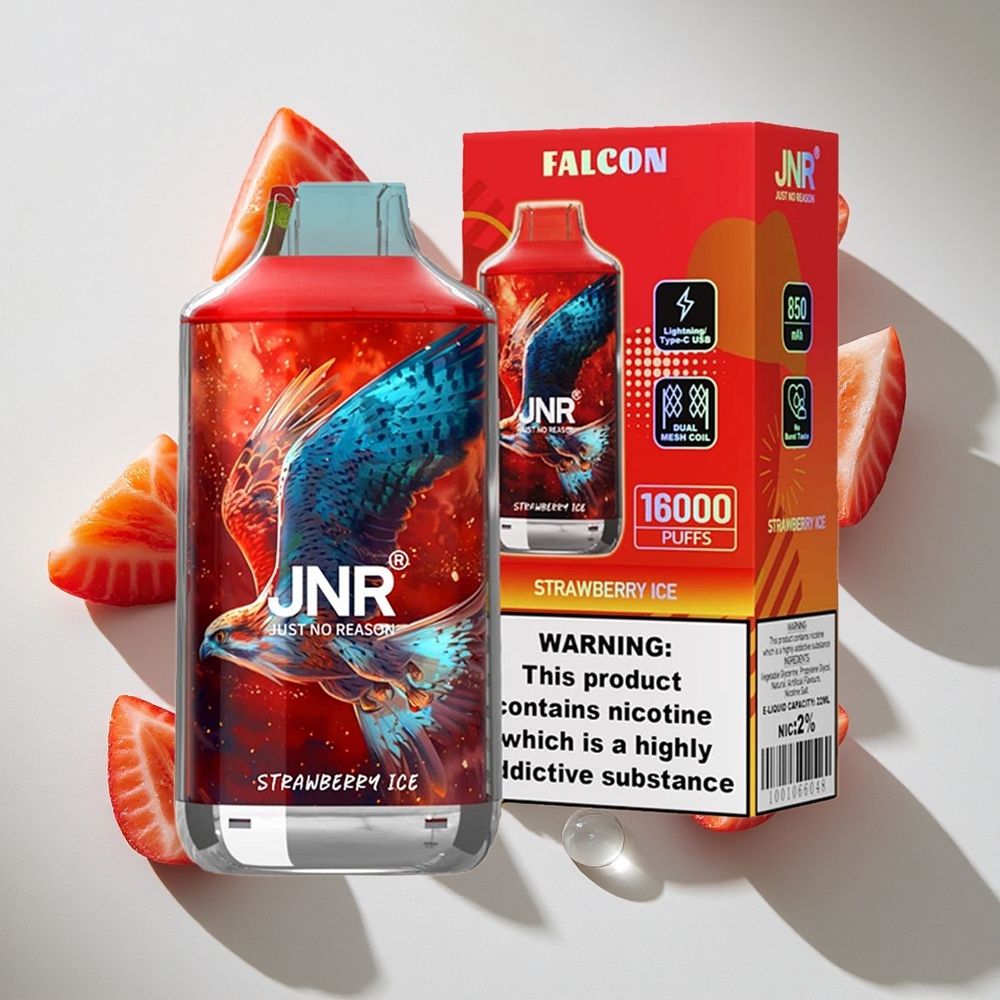 Aardbei IJs JNR Falcon 16000 Puffs Nederland vapes Dual Mesh Coil  Smart LED Display