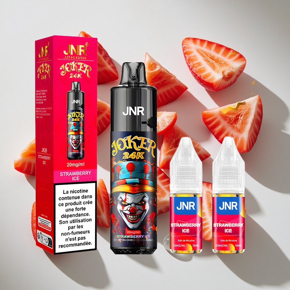 Aardbei IJs JNR Joker 24K Puffs Nederland vapes met 800mAh-batterij en Zichtbare Vloeistofniveaus