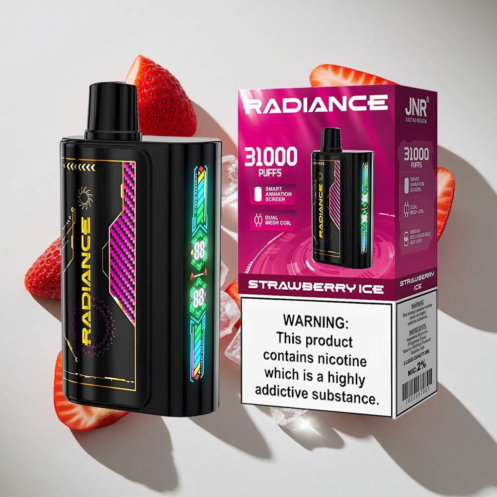 Aardbei IJs JNR Radiance 31000 Puffs Nederland vapes Met Smart Animation Screen  Dual Mesh Coil