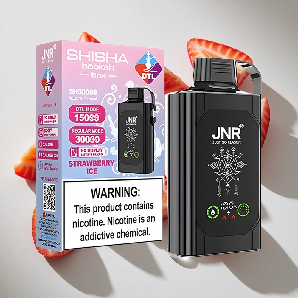 Aardbei IJs JNR Shisha Hookah Box 20500 Puffs Nederland vapes met HD Display  Type-C Opladen