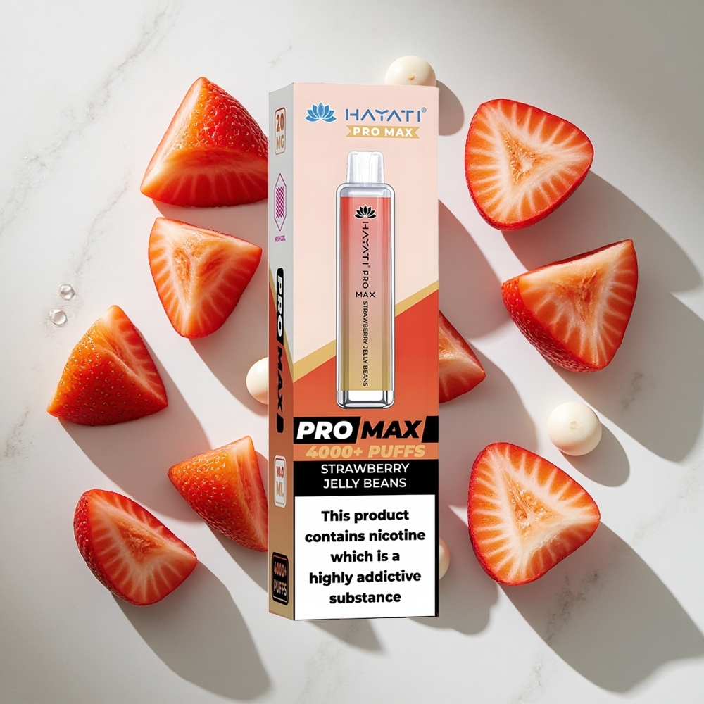 Aardbei Jelly Beans Hayati Pro Max 4000 Puffs Nederland vapes Dual 11 Ohm Mesh Coil  1400mAh batterij