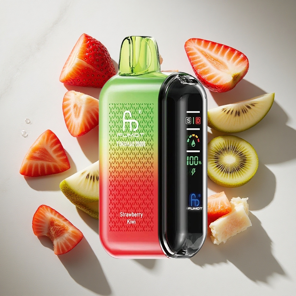 Aardbei-Kiwi Fumot Tornado 20000 Puffs Nederland vapes met 20ml Vloeistof  Dual Mesh Coil