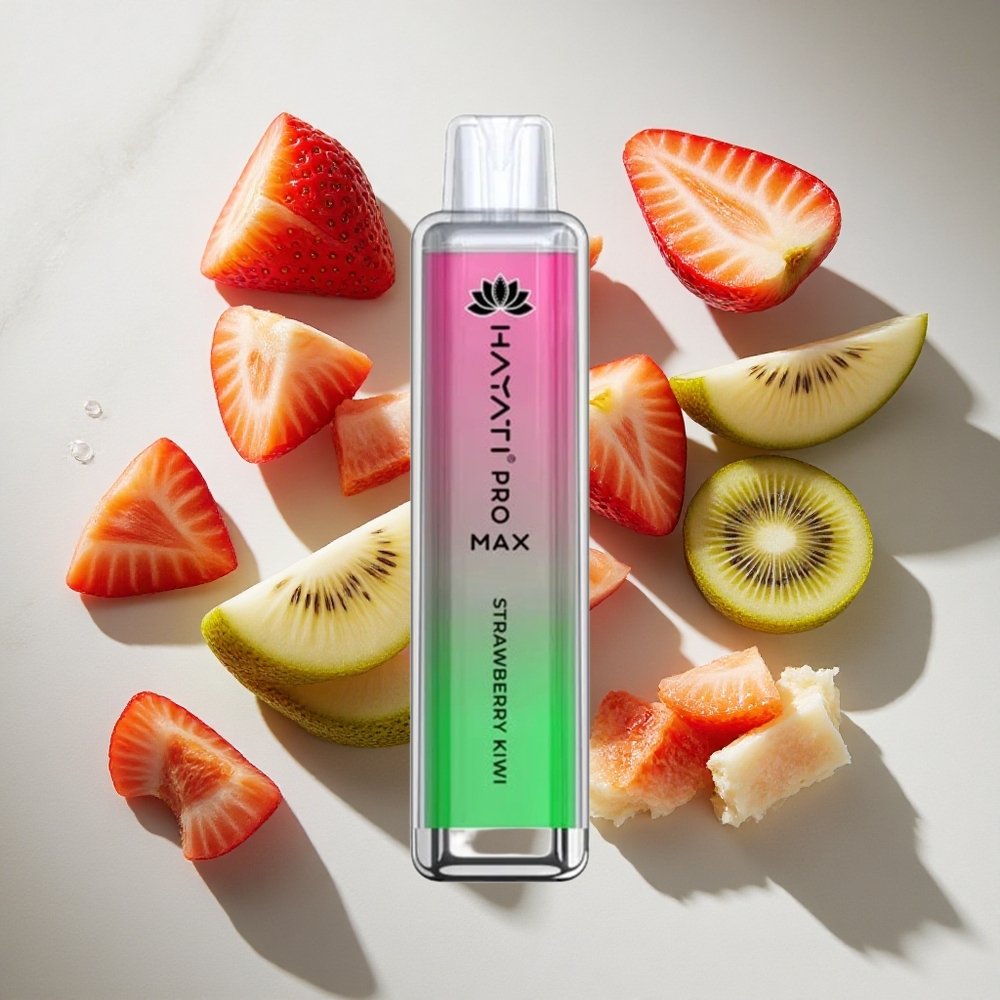 Aardbei-Kiwi Hayati Pro Max 4000 Puffs Nederland vapes met 1400mAh batterij en LED-licht
