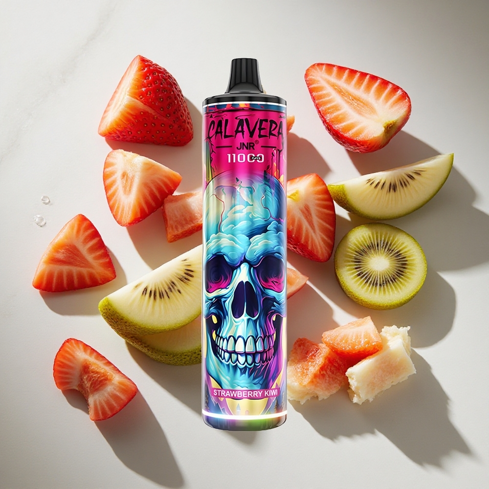 Aardbei-Kiwi JNR Calavera 11000 Puffs Nederland vapes met Type-C oplader en 21ml e-vloeistof