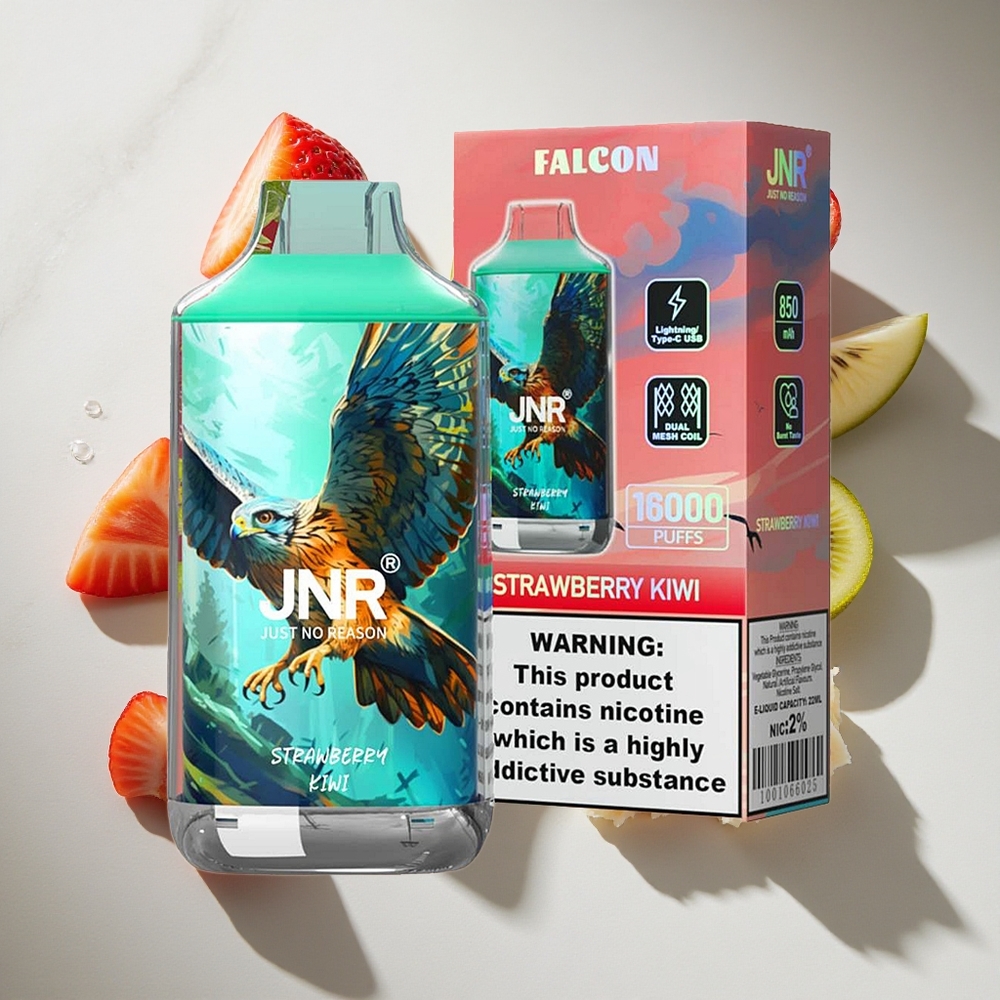 Aardbei Kiwi JNR Falcon 16000 Puffs Nederland vapes - 22ml vloeistof Dual Mesh Coil