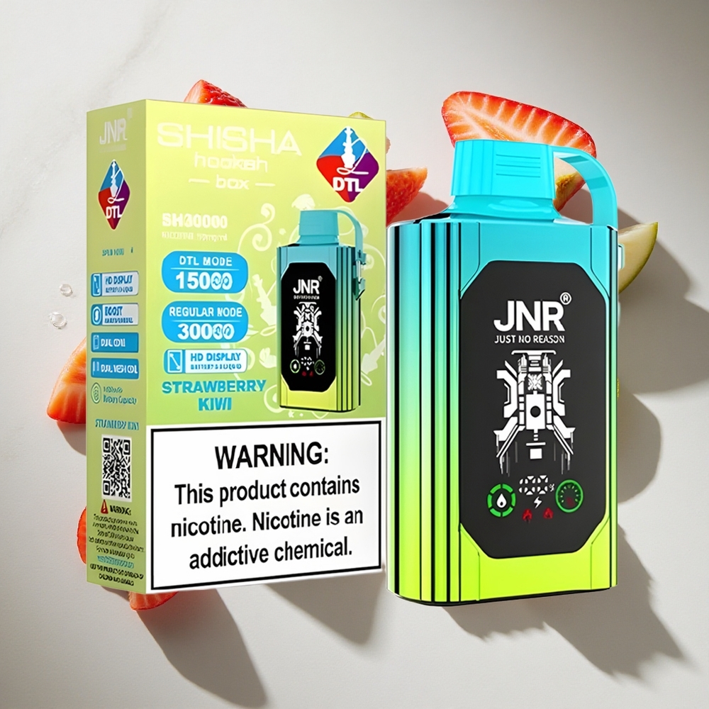 Aardbei-Kiwi JNR Shisha Hookah Box 20500 Puffs Nederland vapes met HD Display  Dual Mesh Coil