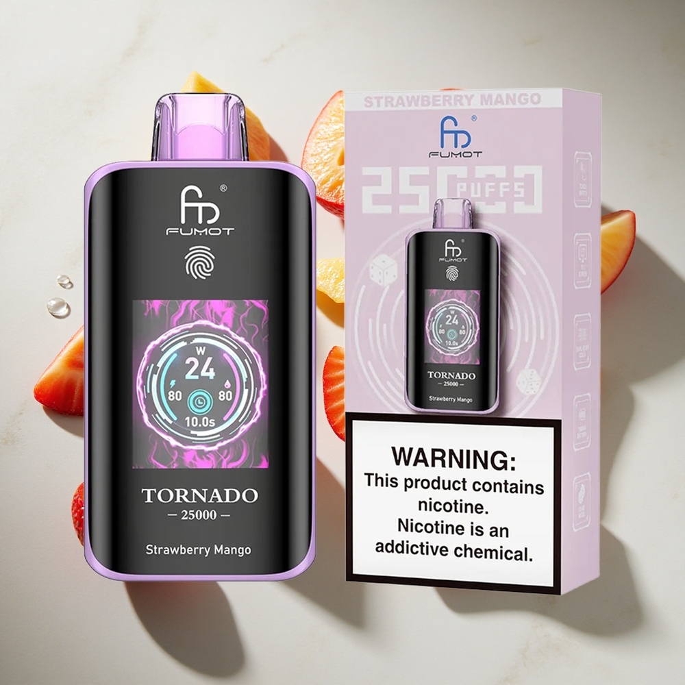 Aardbei Mango Fumot Tornado 25000 Puffs Nederland vapes met 20ml Pre-filled E-liquid en HD-scherm