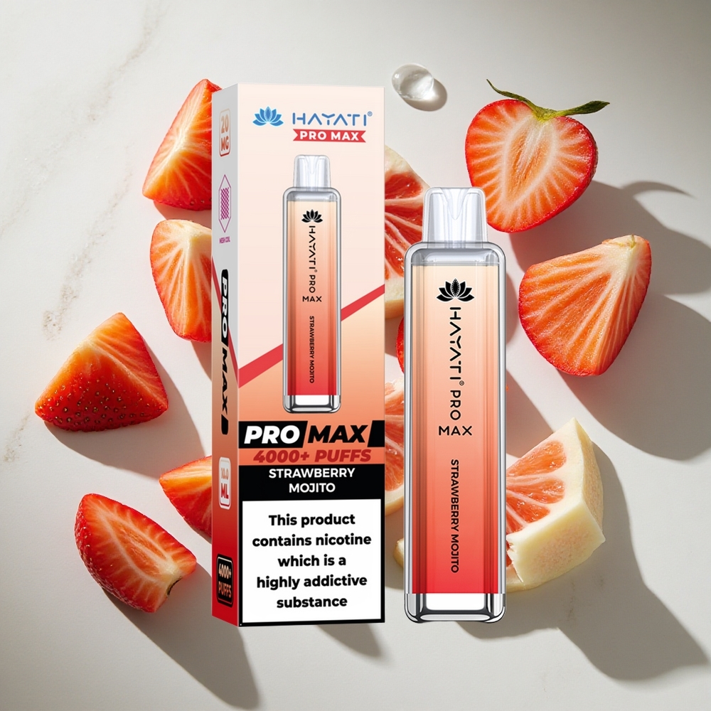 Aardbei Mojito Hayati Pro Max 4000 Puffs Nederland vapes met LED-licht en 1400mAh batterij