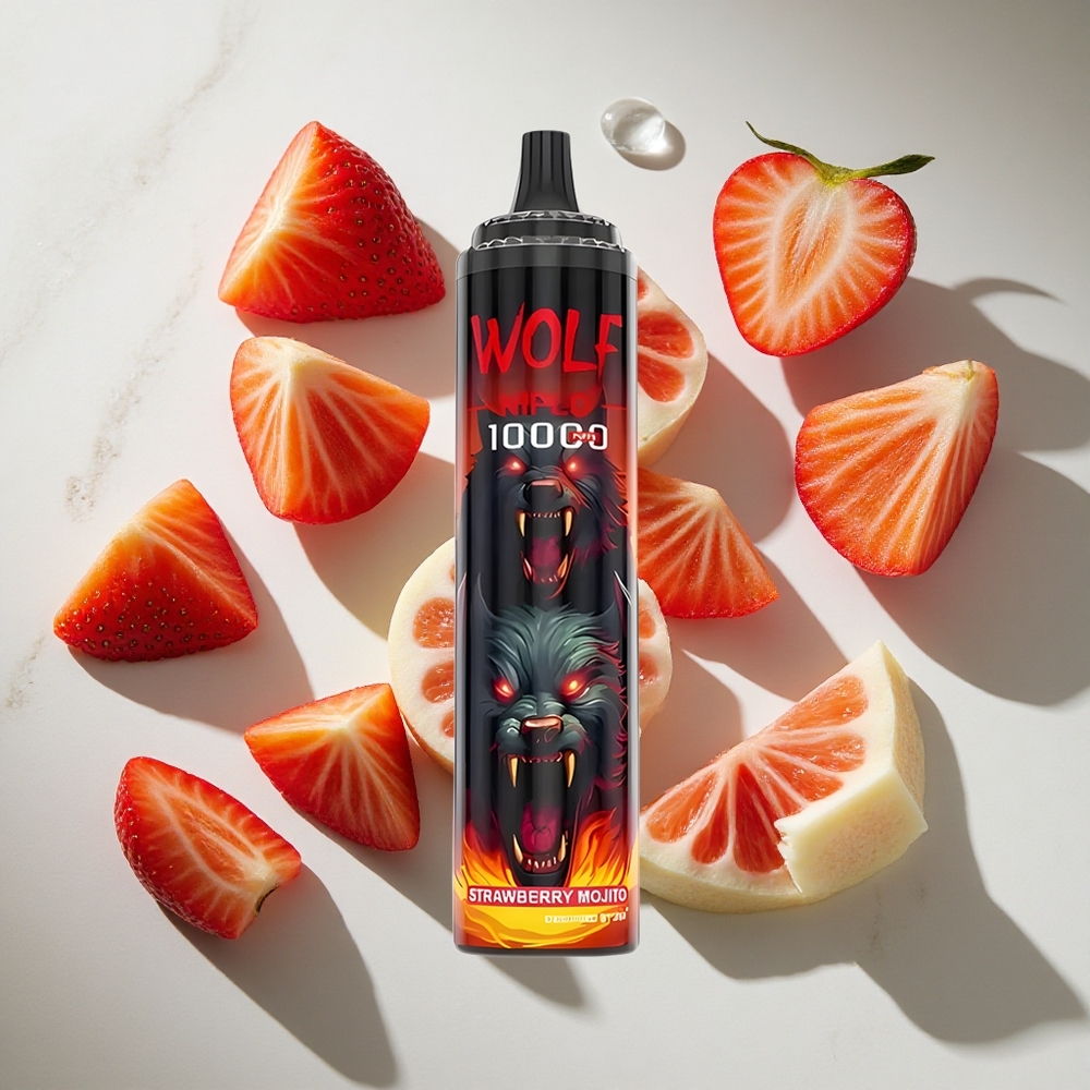 Aardbei Mojito JNR Wolf Niplo 10000 Puffs Nederland vapes 20ml vloeistof Mesh Coil 10 Ohm