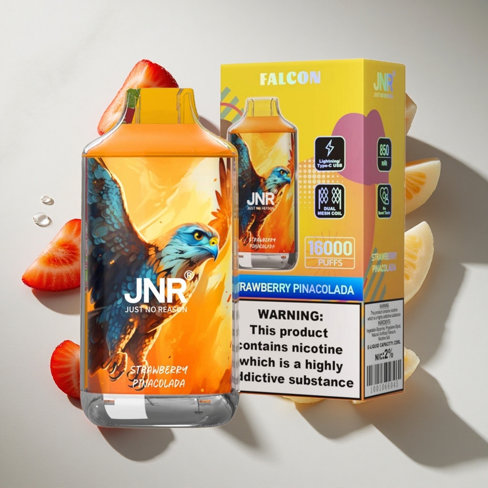Aardbei Pina Colada JNR Falcon 16000 Puffs Nederland vapes met 22ml e-vloeistof  Dual Mesh Coil