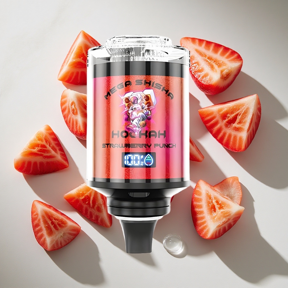 Aardbei Punch JNR Mega Shisha Hookah 100K Puffs Nederland vapes Met 60ml Vloeistofcapaciteit  2200mAh Batterij