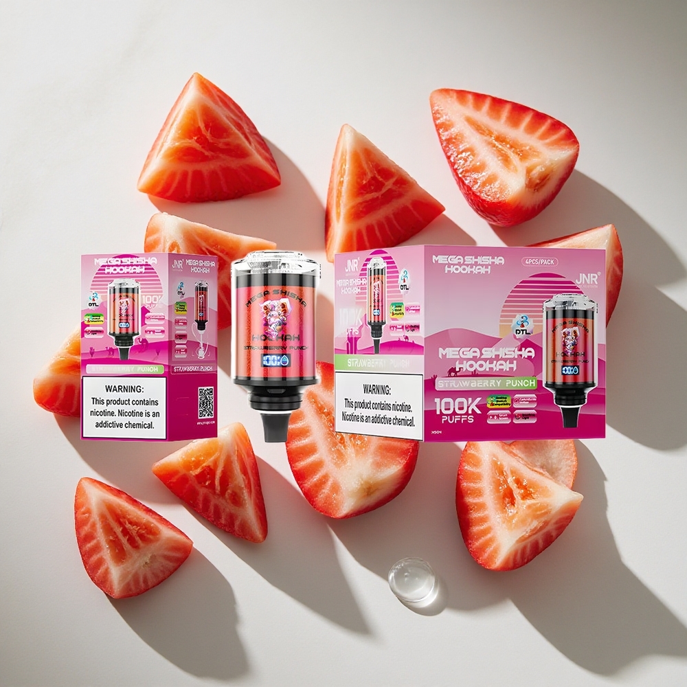 Aardbei Punch JNR Mega Shisha Hookah 100K Puffs Nederland vapes Met 60ml Vloeistofcapaciteit  2200mAh Batterij