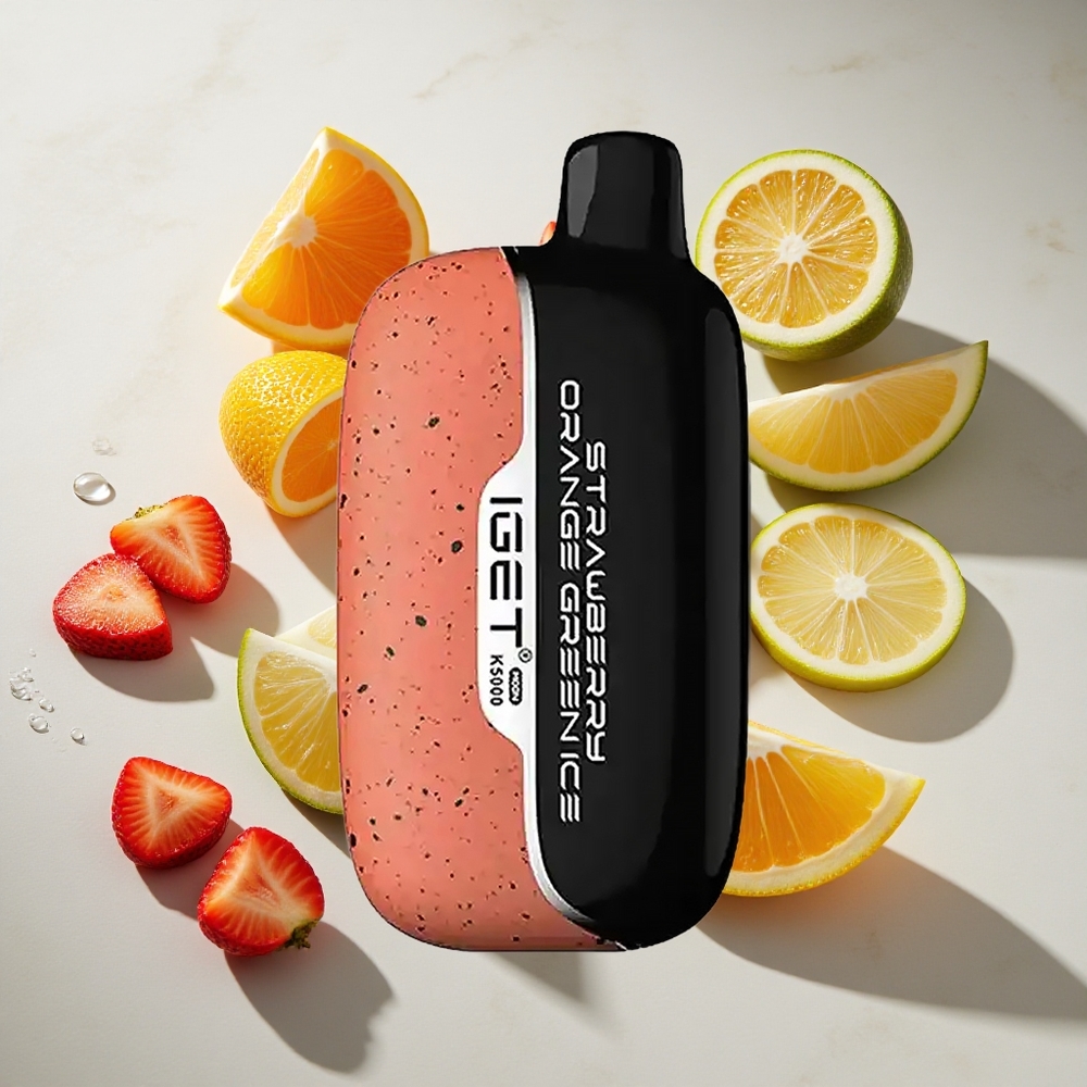 Aardbei Sinaasappel Groene Ijs IGET Moon K5000 Puffs (5000 Trektjes) Nederland vapes PC Materiaal