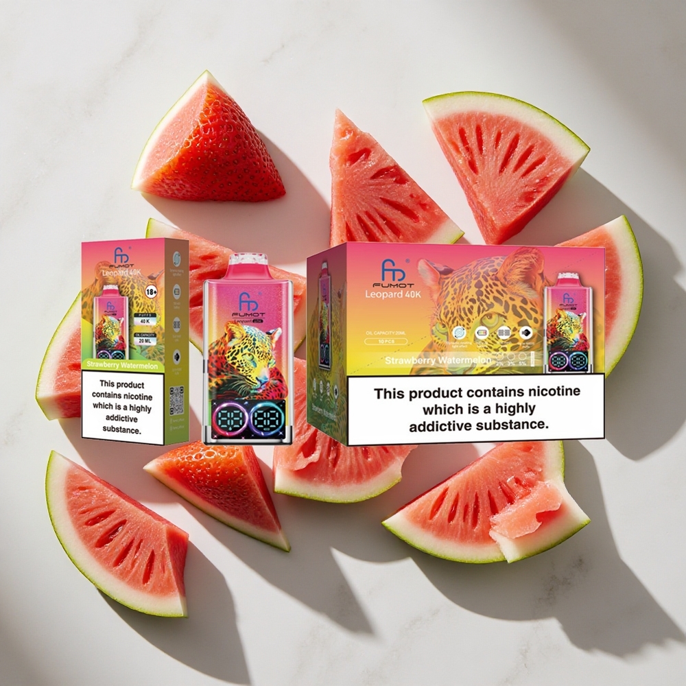 Aardbei Watermeloen Fumot Leopard 40K Puffs Nederland vapes Dual Mesh Type-C Oplaadbaar