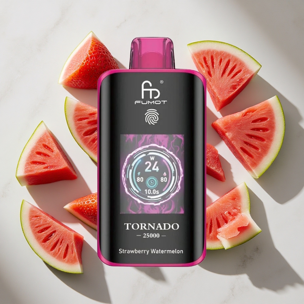 Aardbei Watermeloen Fumot Tornado 25000 Puffs Nederland vapes met HD-scherm  Type-C opladen