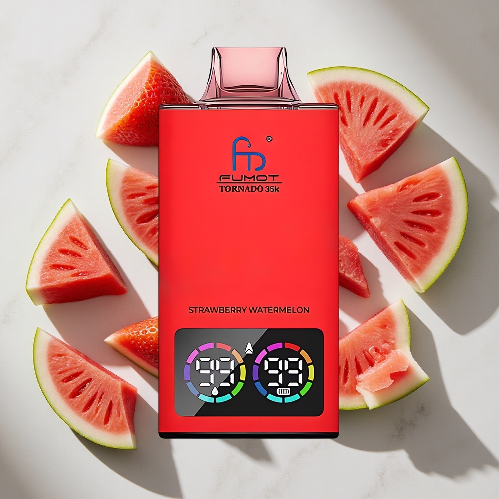 Aardbei Watermeloen Fumot Tornado 35K 35000 Puffs Nederland vapes Dual Mesh Coil  RGB Lights