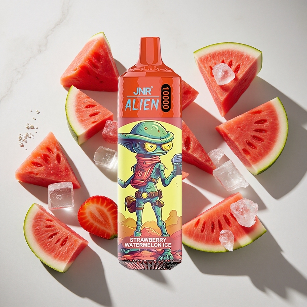 Aardbei Watermeloen IJs JNR Alien 10000 Puffs Nederland vapes met 850mAh batterij en RGB LED