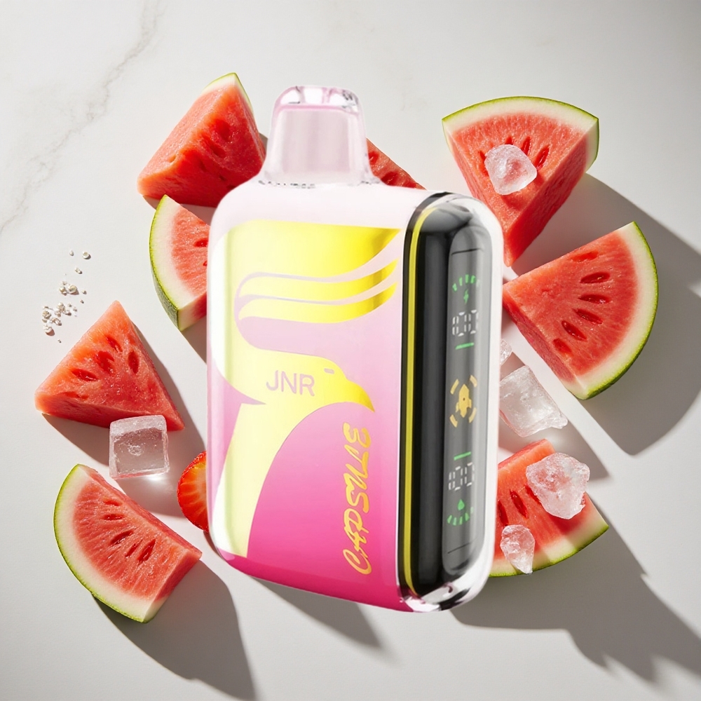 Aardbei Watermeloen IJs JNR Capsule 15000 Puffs Nederland vapes met 20ml e-vloeistof  Smart LED Display