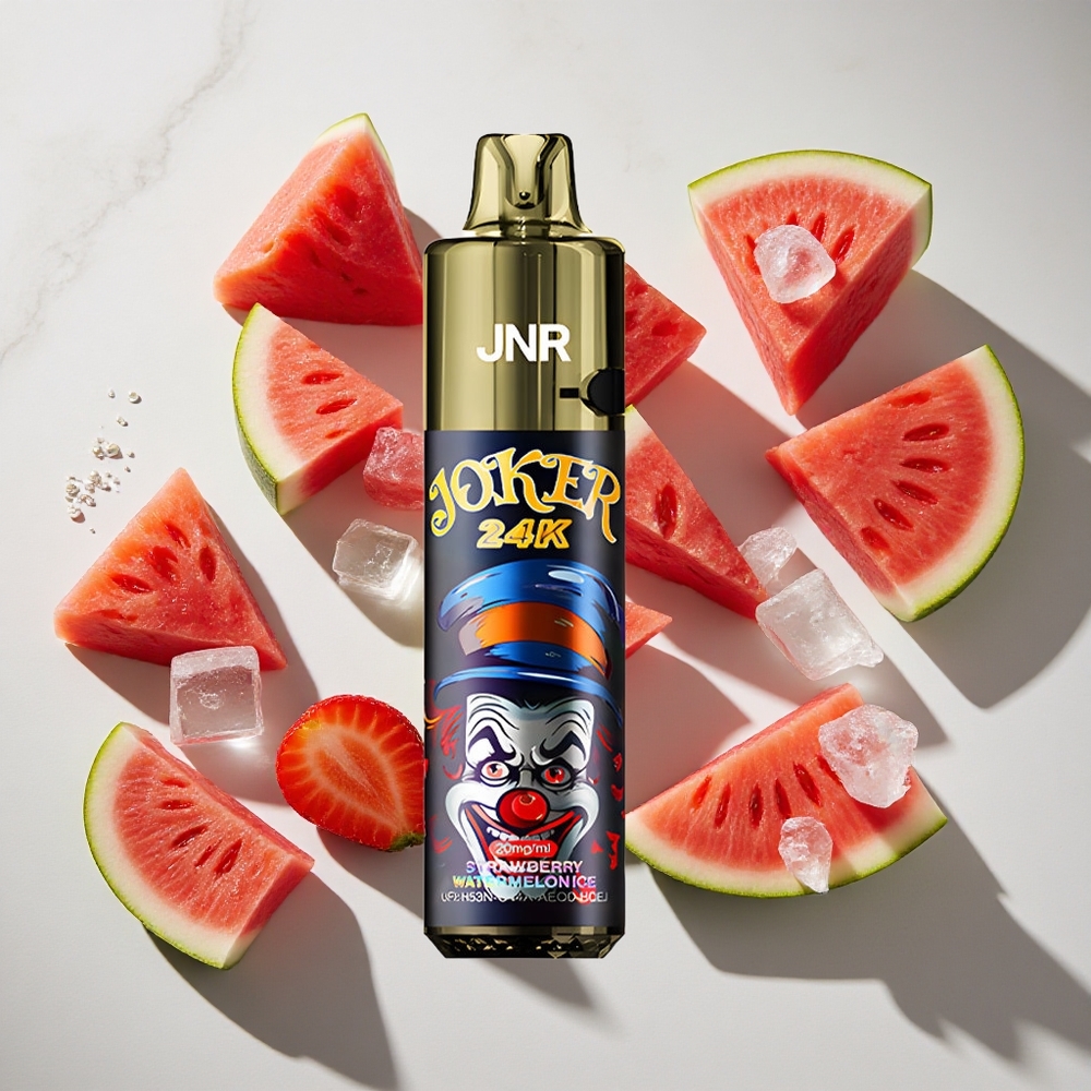 Aardbei Watermeloen IJs JNR Joker 24K Puffs 24000 Puffs Nederland vapes Met 2 Nicotine  Zichtbaar Vloeistofniveau