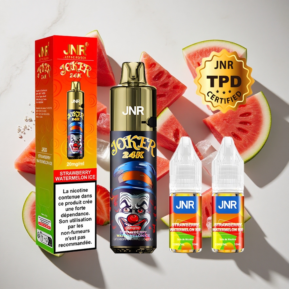 Aardbei Watermeloen IJs JNR Joker 24K Puffs 24000 Puffs Nederland vapes Met 2 Nicotine  Zichtbaar Vloeistofniveau