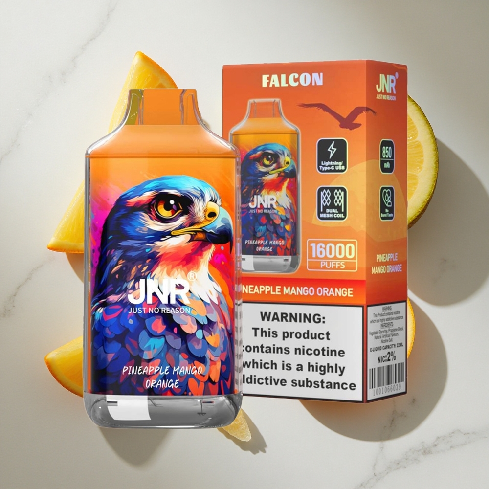 Ananas Mango Sinaasappel JNR Falcon 16000 Puffs Nederland vapes Dual Mesh Coil