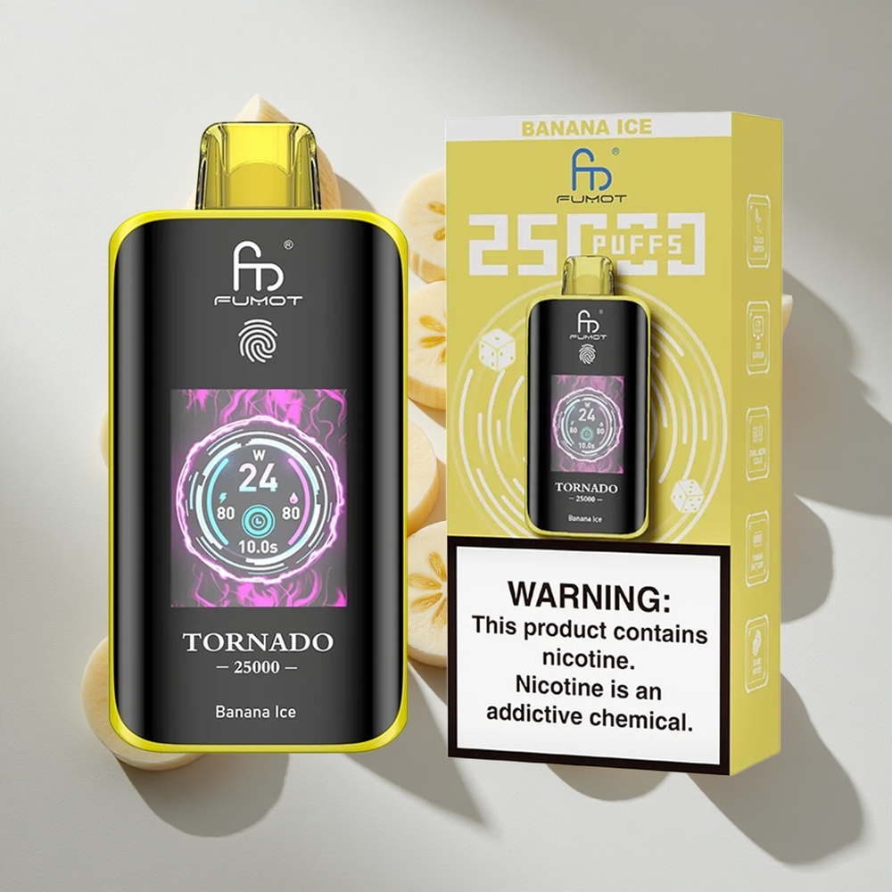 Banana Ice Fumot Tornado 25000 Puffs Nederland vapes met HD-scherm  20ml Pre-filled E-liquid