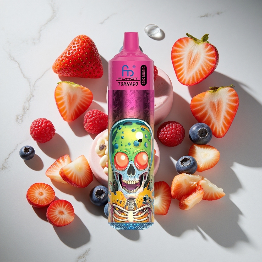 Blauwe Bes Aardbei Framboos Ijs Fumot RandM Tornado 30000 Puffs Nederland vapes 30mL LED Display