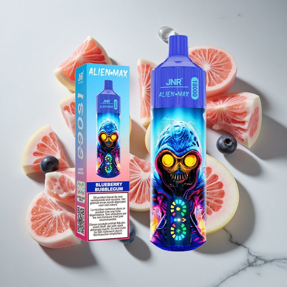 Blauwe Bes Bubblegum JNR Alien Max 18000 Puffs Nederland vapes met Smart LED Display  28ml e-vloeistof