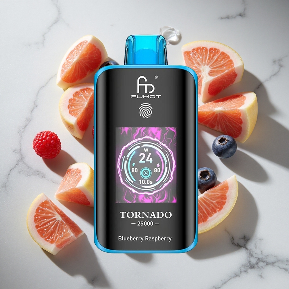 Blauwe Bes Framboos Fumot Tornado 25000 Puffs Nederland vapes met 20ml Voorgevulde Vloeistof en Type-C Opladen