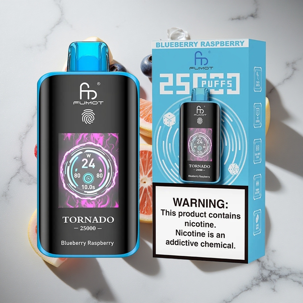 Blauwe Bes Framboos Fumot Tornado 25000 Puffs Nederland vapes met 20ml Voorgevulde Vloeistof en Type-C Opladen