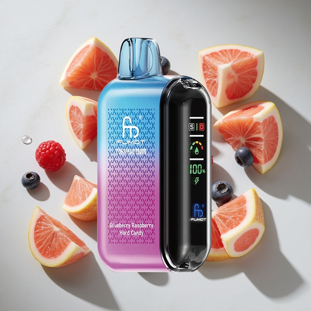 Blauwe Bes Framboos Hard Candy Fumot Tornado 20000 Puffs Nederland vapes Dual Mesh Coil 20ml