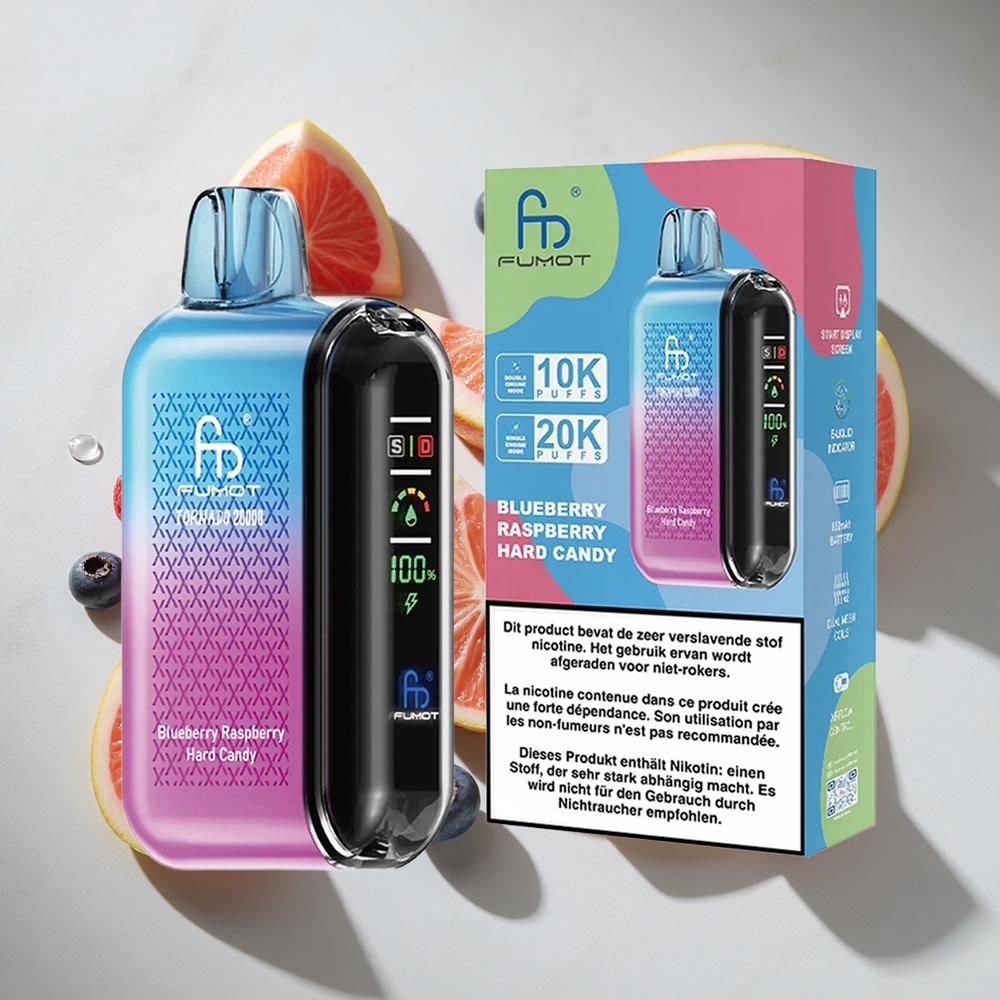 Blauwe Bes Framboos Hard Candy Fumot Tornado 20000 Puffs Nederland vapes Dual Mesh Coil 20ml
