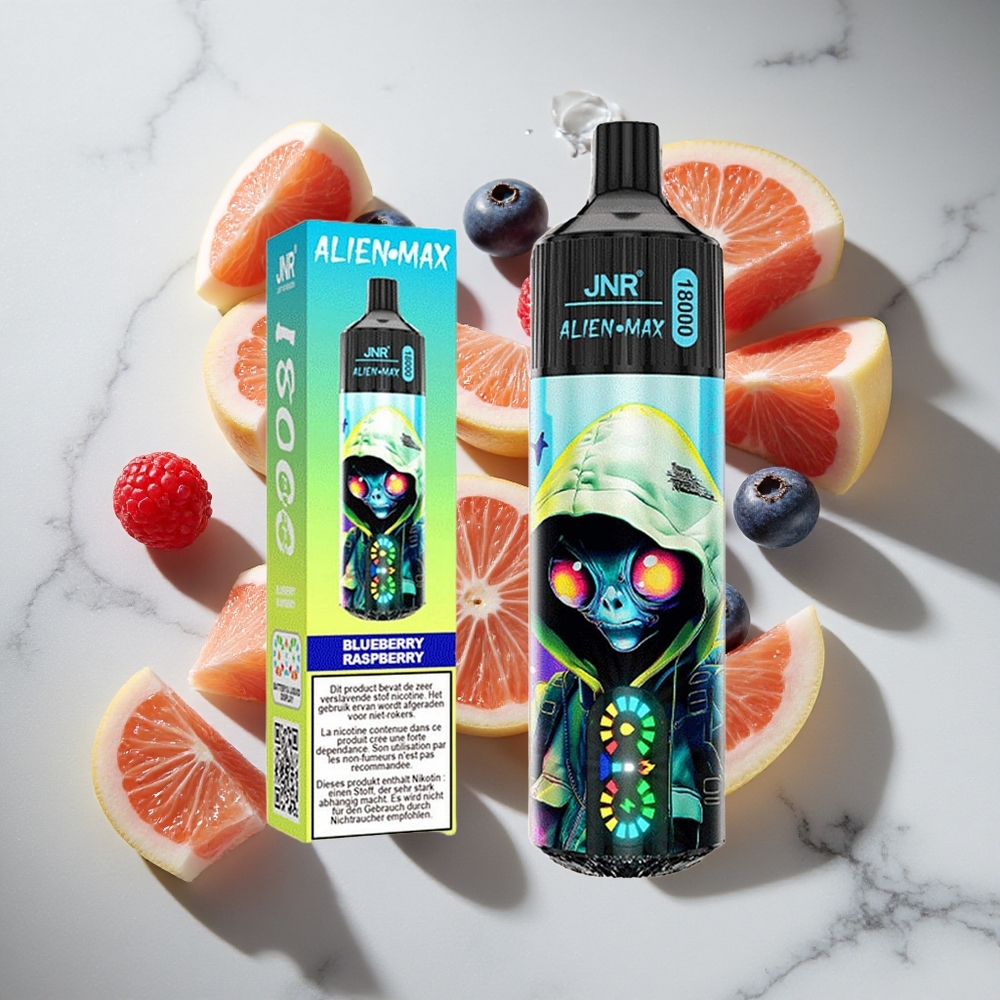 Blauwe Bes Framboos JNR Alien Max 18000 Puffs Nederland vapes met 20 smaken en 850mAh batterij
