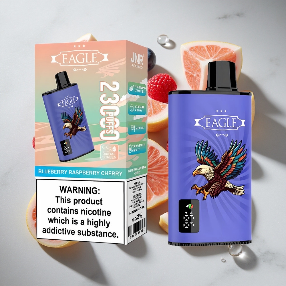 Blauwe Bes Framboos Kers JNR EAGLE Smart 23000 Puffs Nederland vapes Met Digitaal Scherm  Aanpasbare Luchtstroom