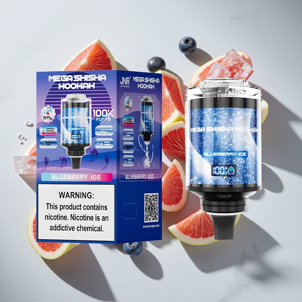 Blauwe Bes IJs JNR Mega Shisha Hookah 100K Nederland vapes Type-C opladen en Interactive Smart Screen
