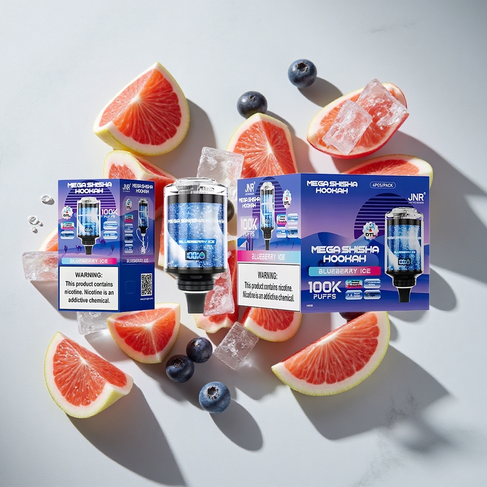 Blauwe Bes IJs JNR Mega Shisha Hookah 100K Nederland vapes Type-C opladen en Interactive Smart Screen