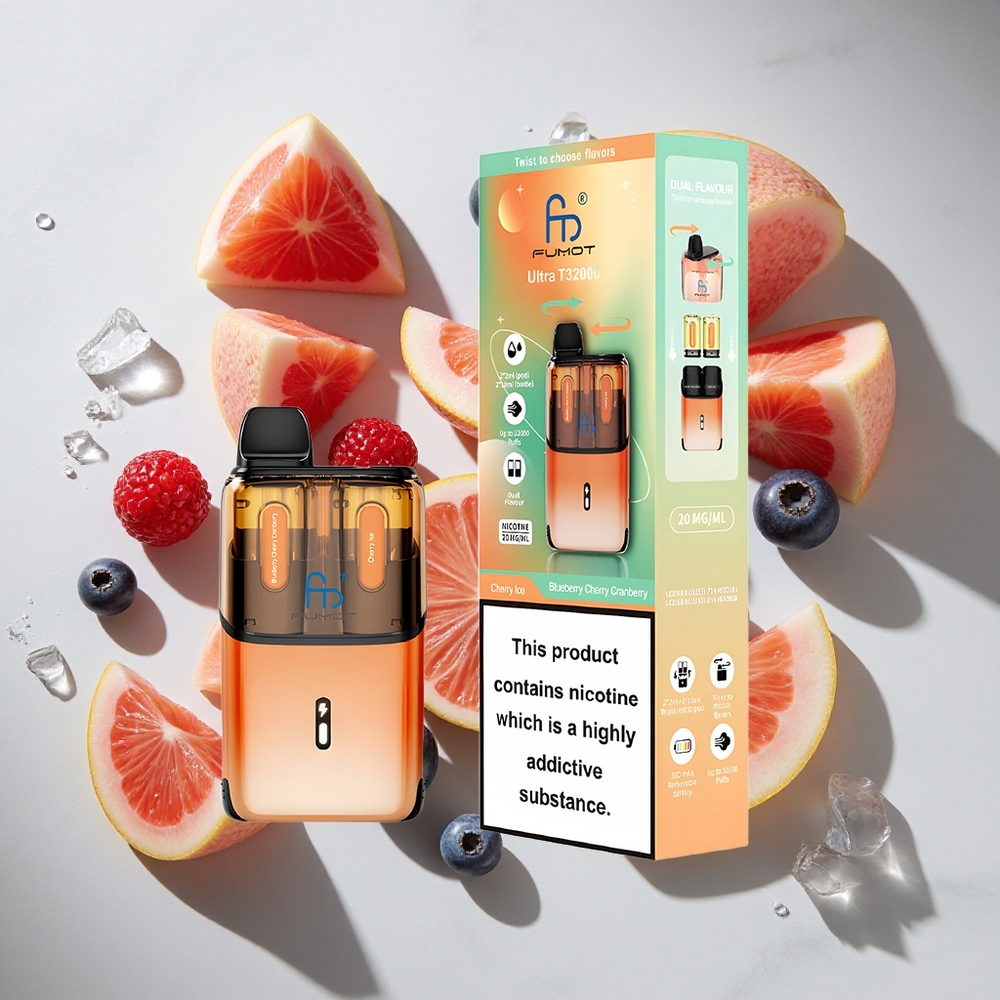 Blauwe Bes Kers Cranberry - Kers IJs Fumot Ultra T32000 32000 Puffs Nederland vapes Type-C Opladen