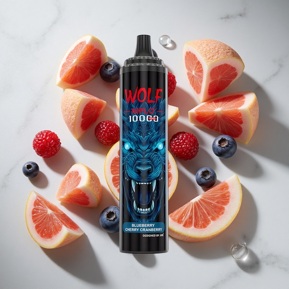 Blauwe Bes Kers Cranberry JNR Wolf Niplo 10000 Puffs Nederland vapes Mesh Coil 10 Ohm